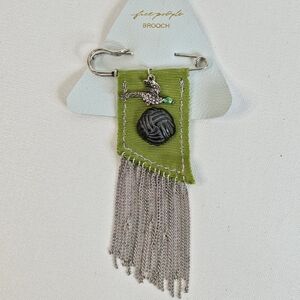 Free People Dutchess Fringe Brooch Green Bird Chain Tassel Pin NWT
